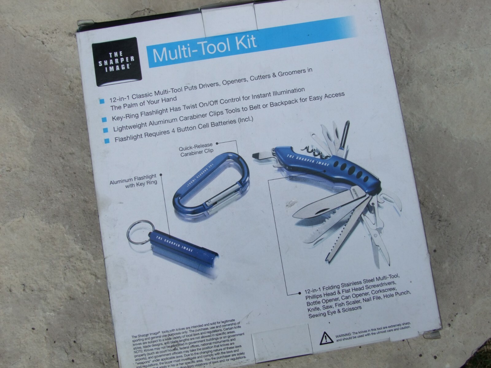 The Sharper Image 3 Piece Blue Multi-Tool Kit Set 12 in 1 Tool, NOS