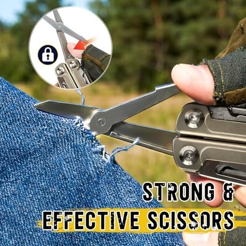24-in-1 Titanium Multitool Pliers, Ultra-Light EDC Pocket Tool with Sheath, Camp