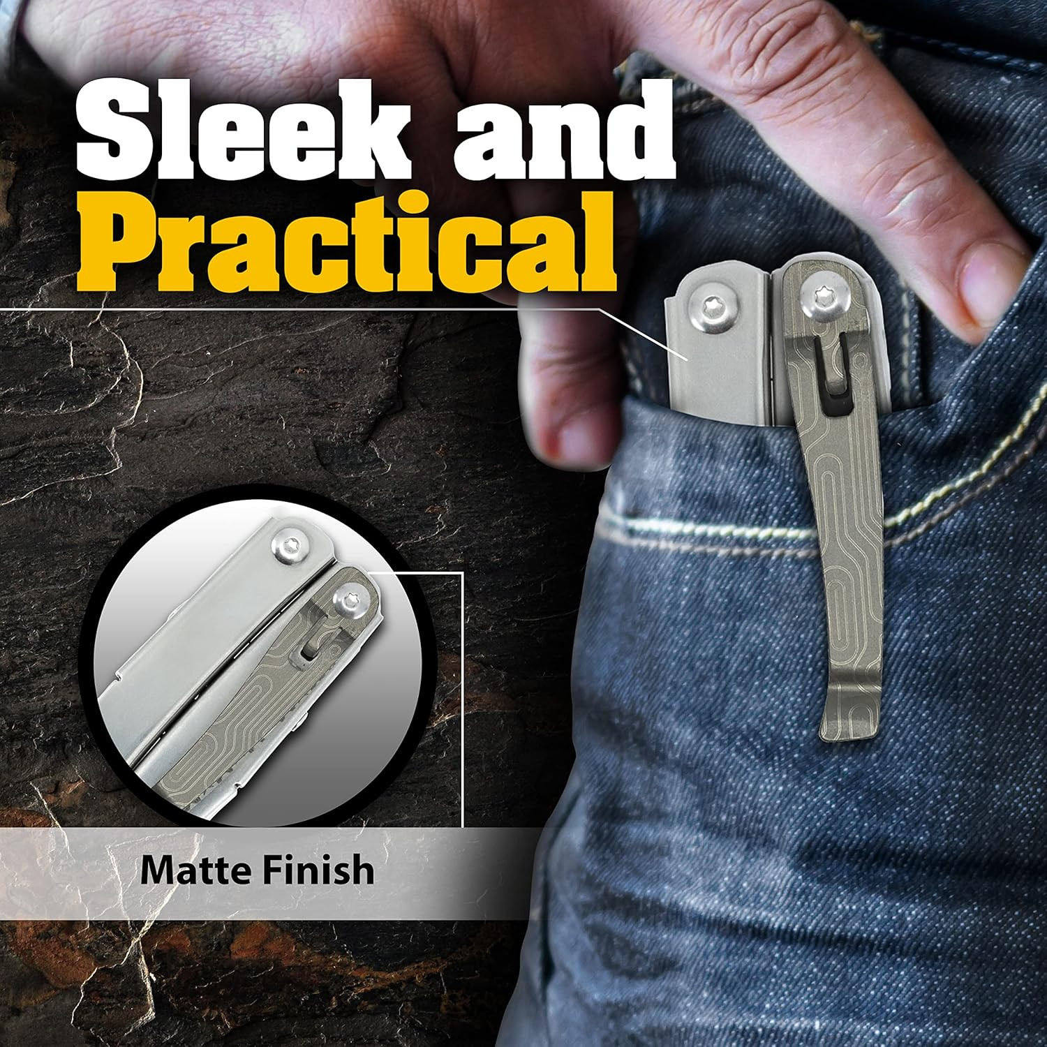 Titanium Pocket Clip. Made for Leatherman Wingman & Leatherman Sidekick. 5 Desig