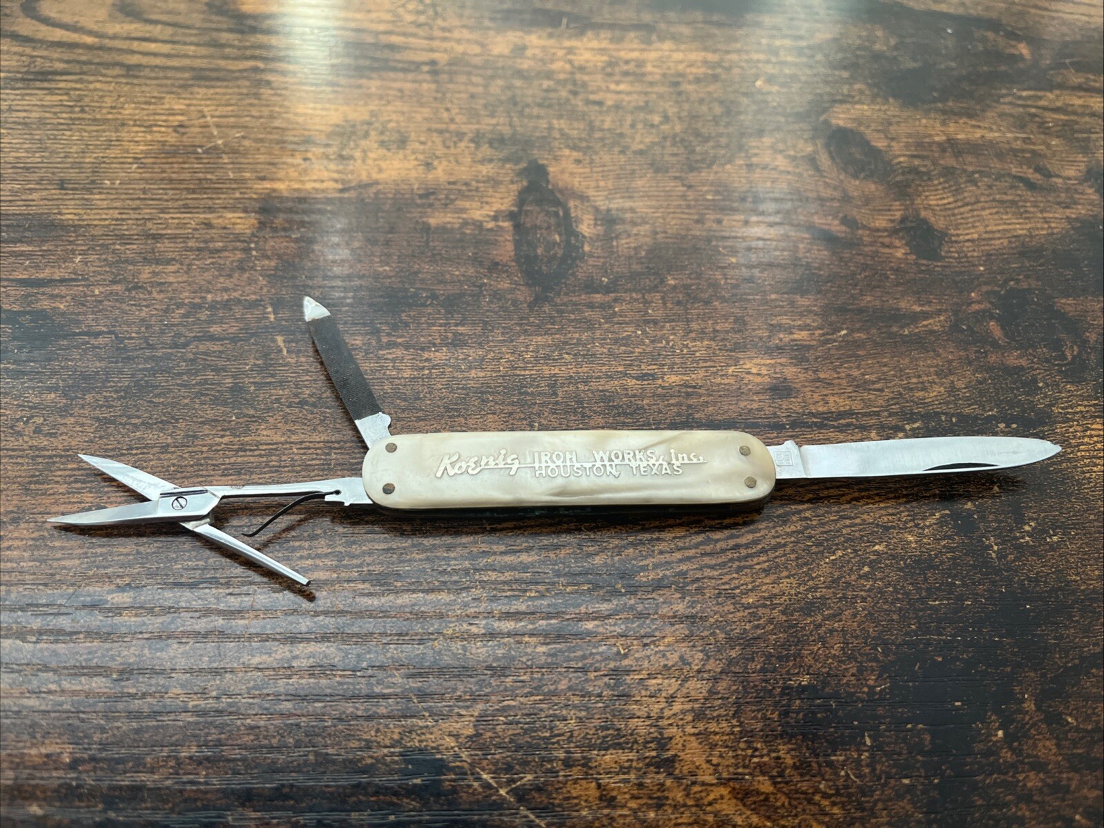 Vintage Solingen Germany Pocket Knife Koenig Iron Works Houston TX Collectible