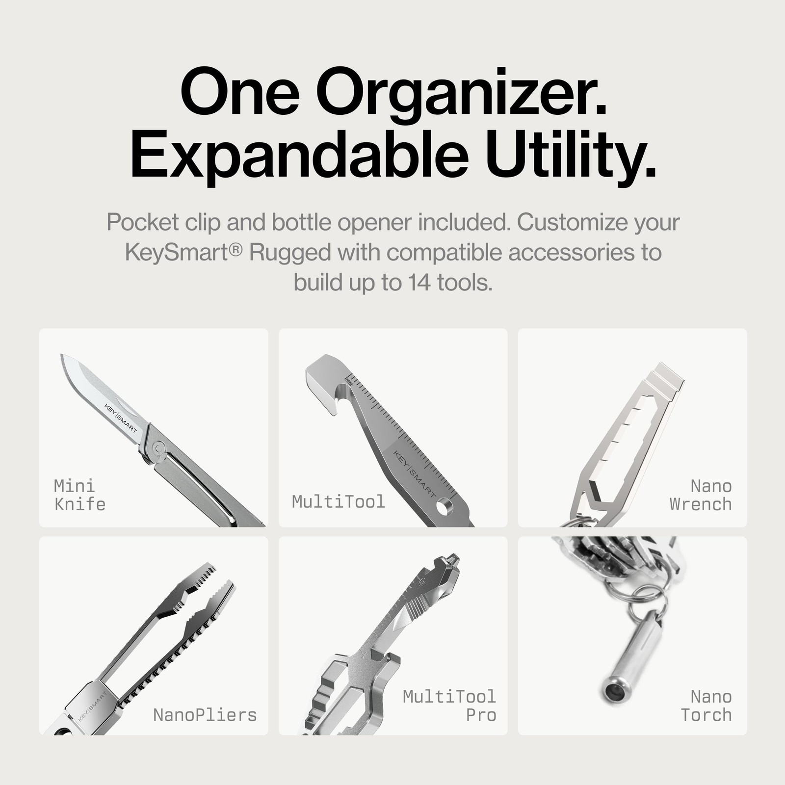 KeySmart Rugged – Multitool Key Holder for Keychain w/Bottle Opener and Pocke…