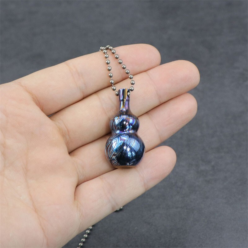 New Titanium Timascus Waterproof Pill Container Gourd Box Keychain Pendant EDC