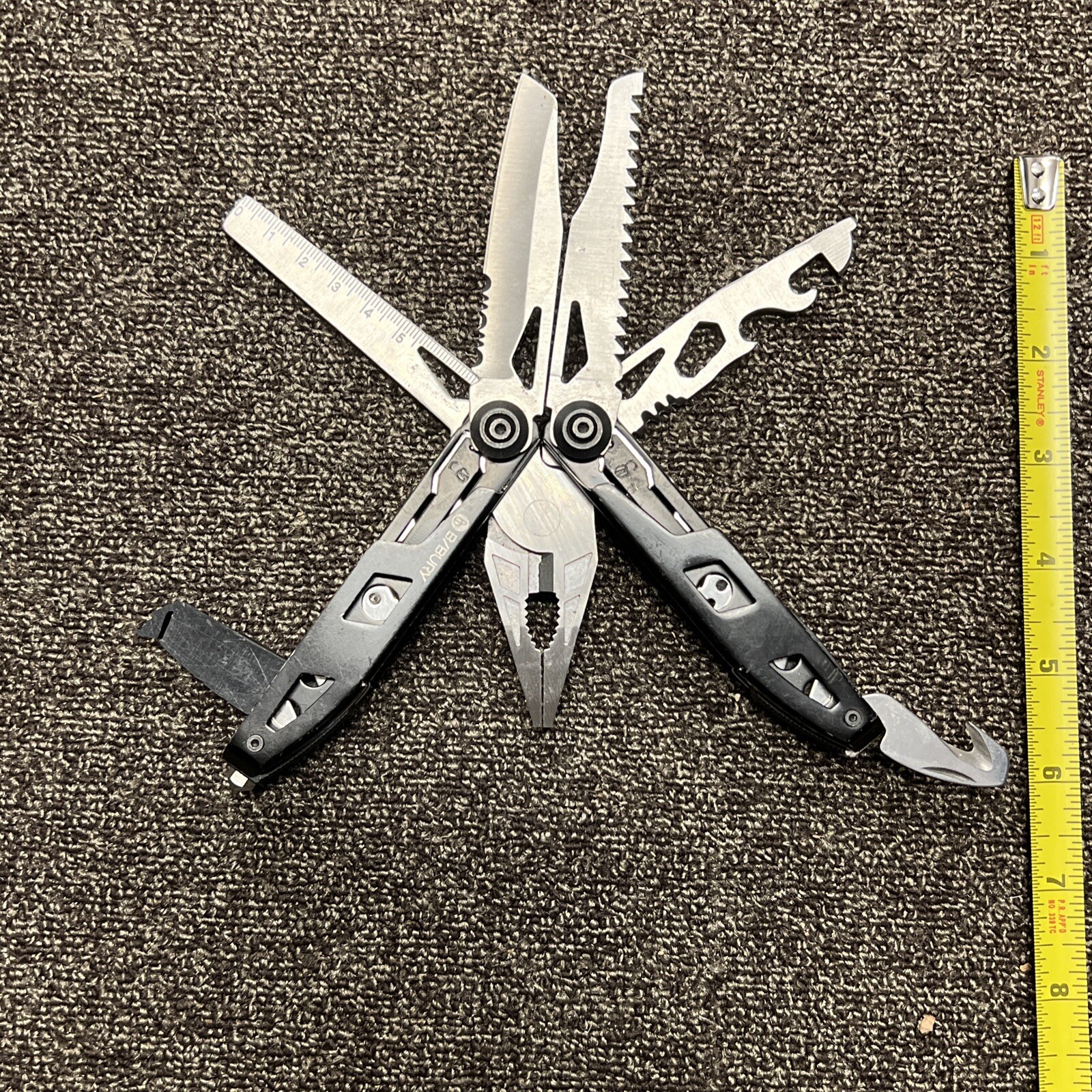 B/Bury Multi-Tool File Pliers Screwdrivers Glass Break