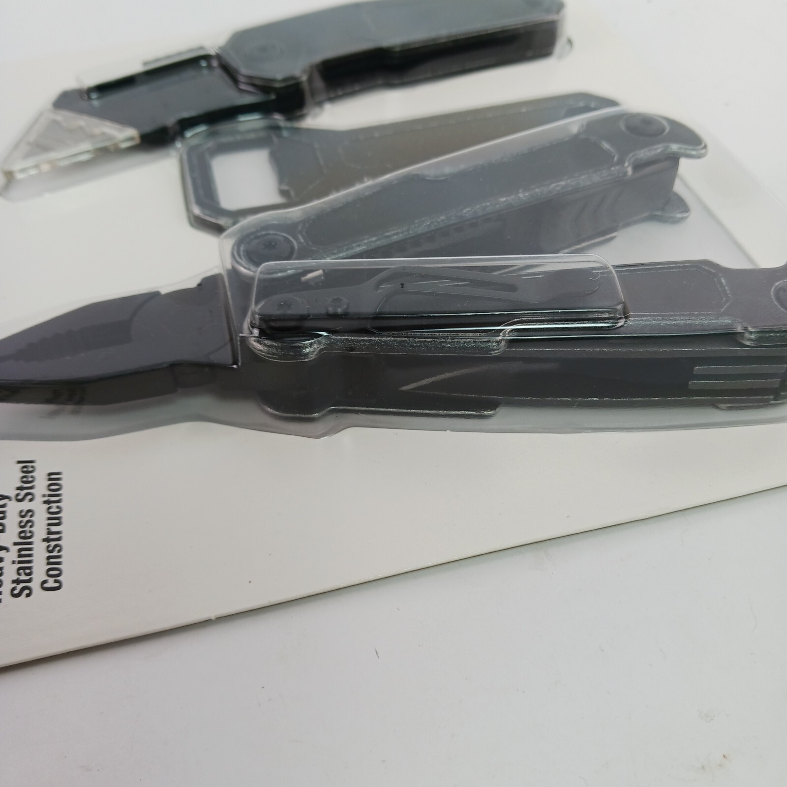 Multitool bundle w/ box knife & bottle opener. Black metal. Camping / Emergency