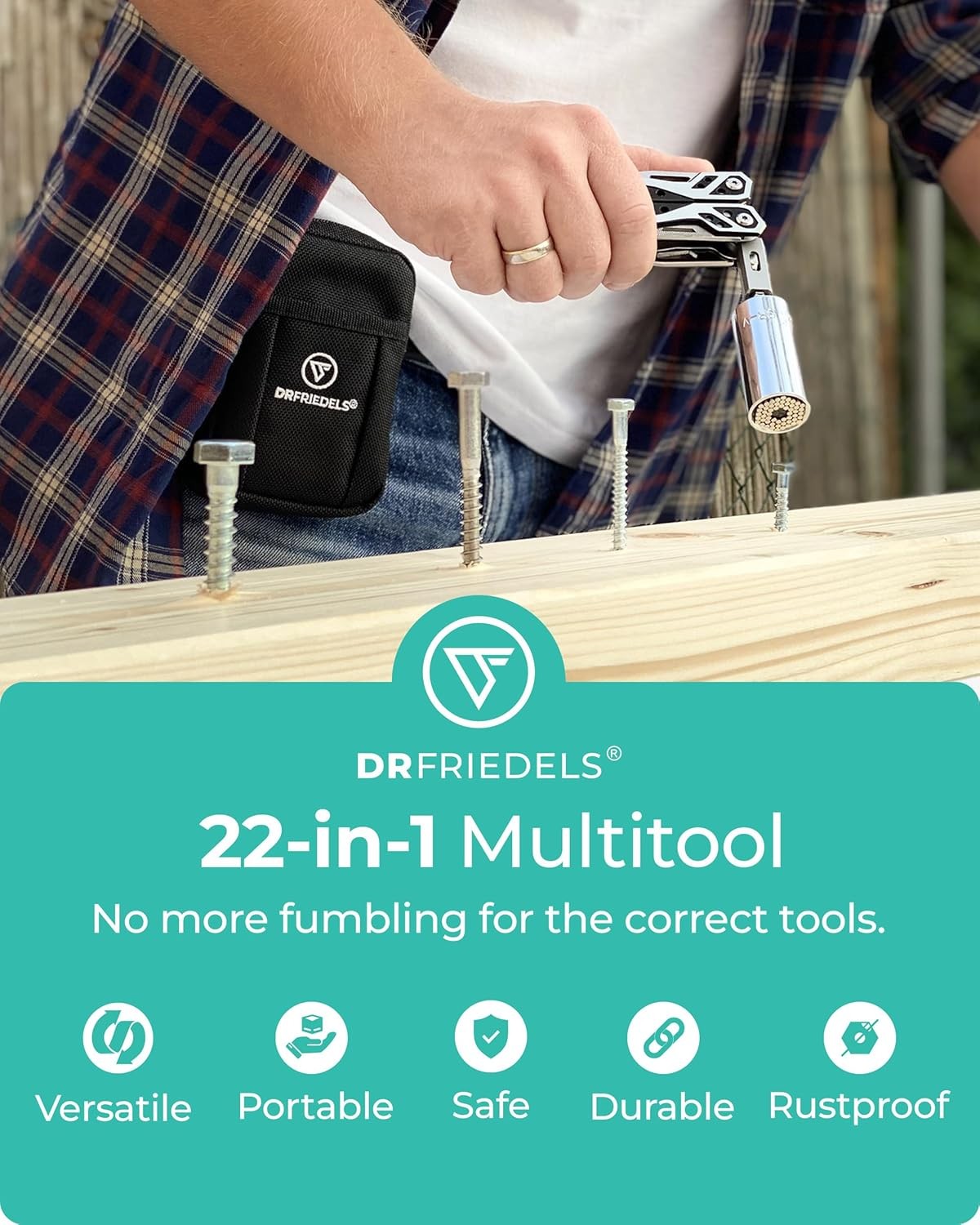 Multi Tool with Universal Socket – 22 in 1 Stainless Steel Multipurpose Tool wit