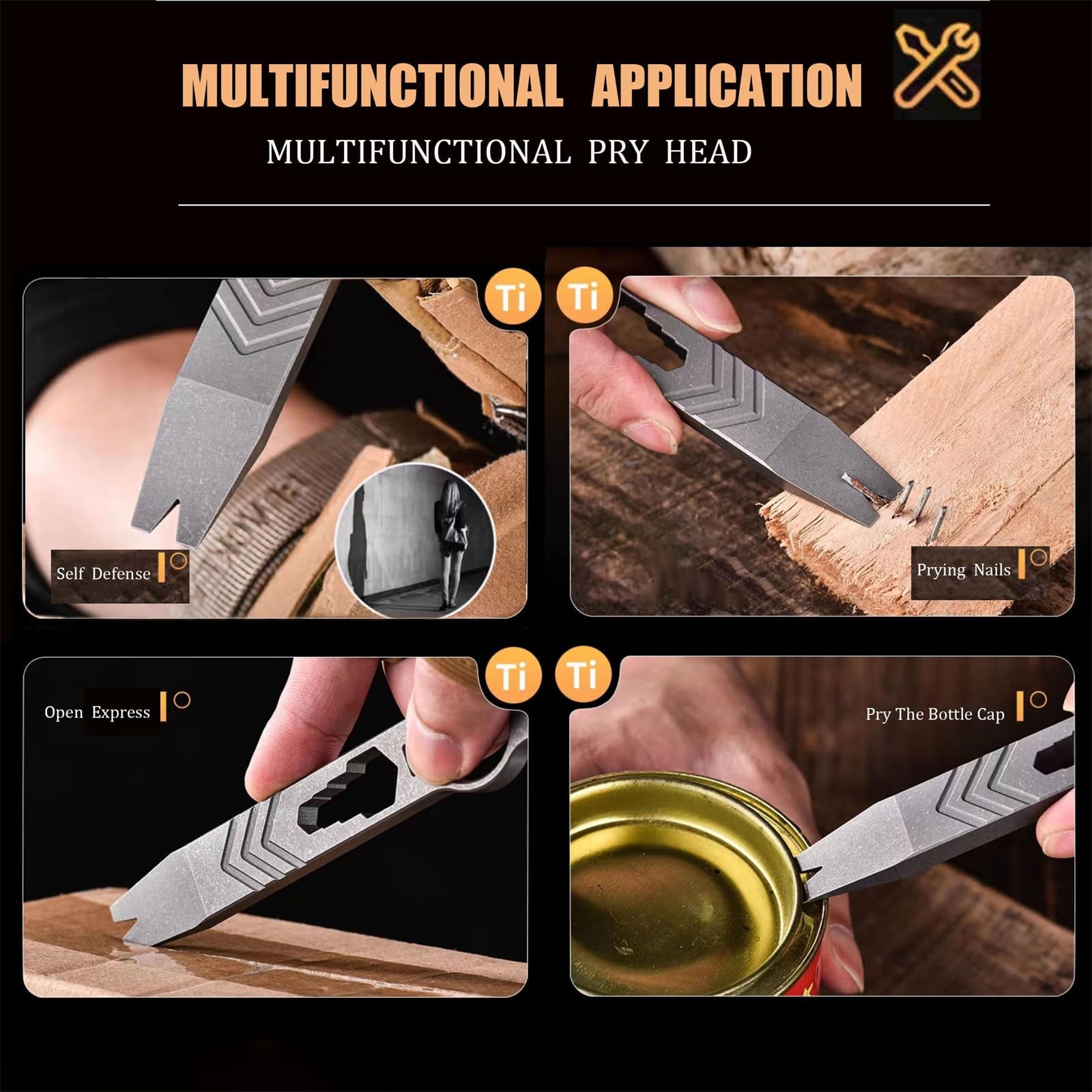 EDCMultifunction Titanium Crowbar with Bottle Opener, Screw Caps…