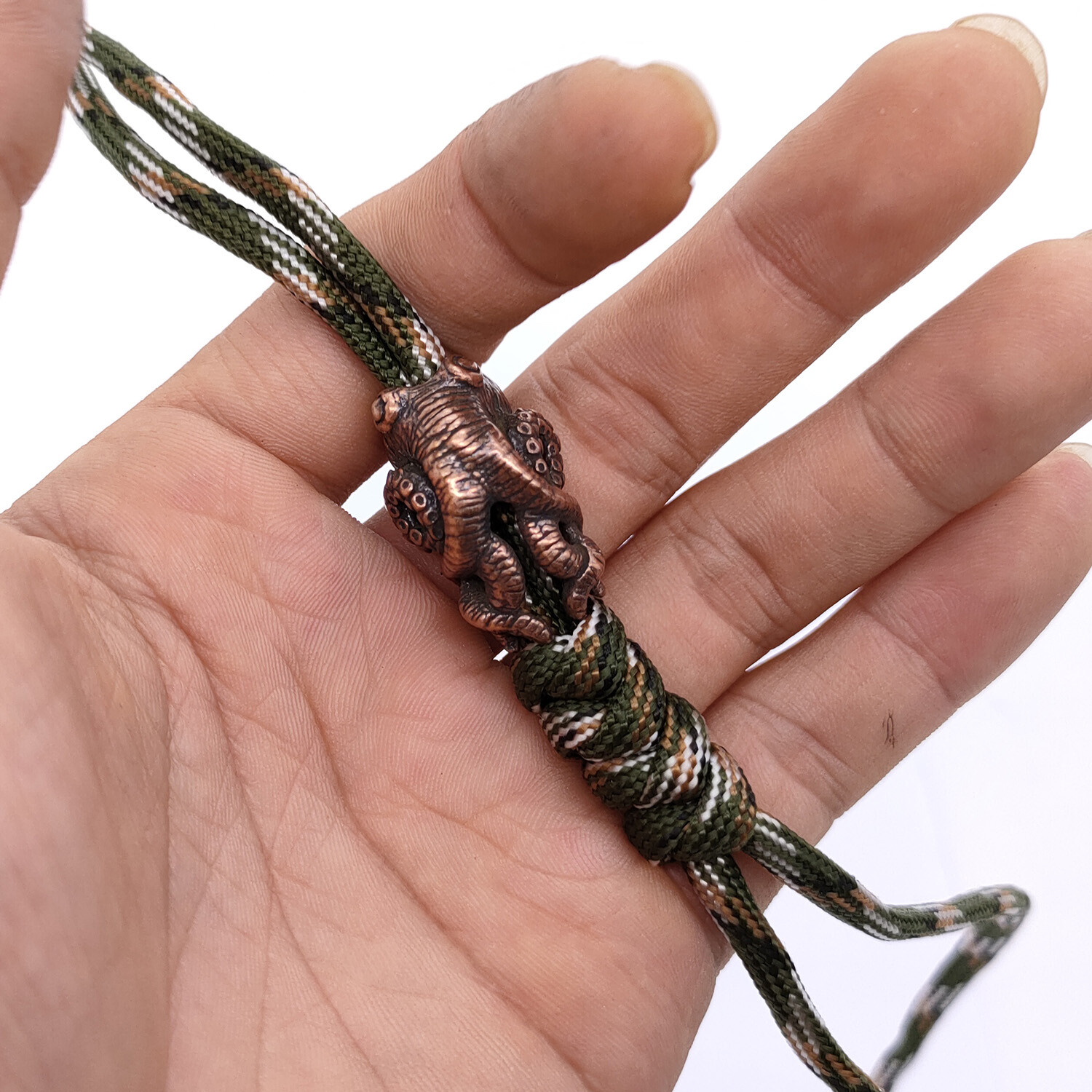 Red Copper Octopus Folding Knife Bead Cool DIY Umbrella Rope Tool Knife Pendant