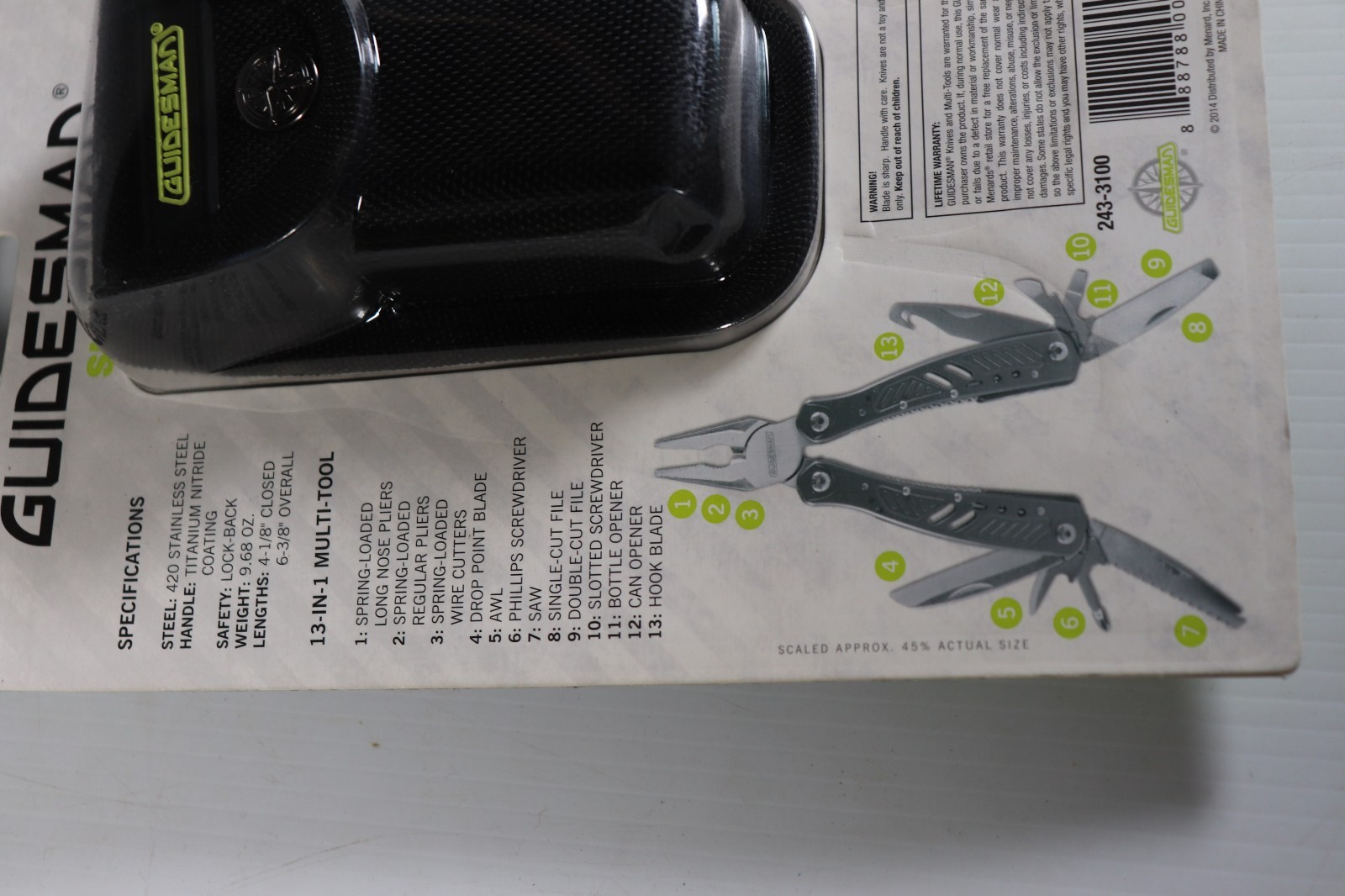 Guidesman Shift 13-In-1 Multi-Tool Pliers w Nylon Sheath New Sealed g7