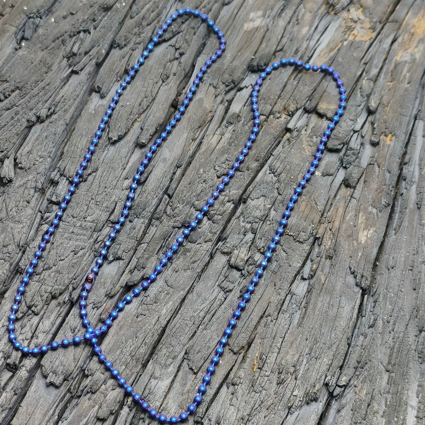 EDC Anti-allergy Pure Ti Chain Ball Bead Necklace fire blue 2.4x650mm