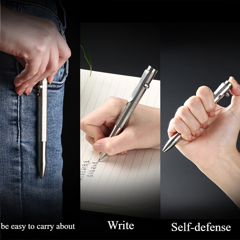 Titan Alloy Pen 4.92″ Ballpoint Pen with Pocket Clip Refillable Compact Size
