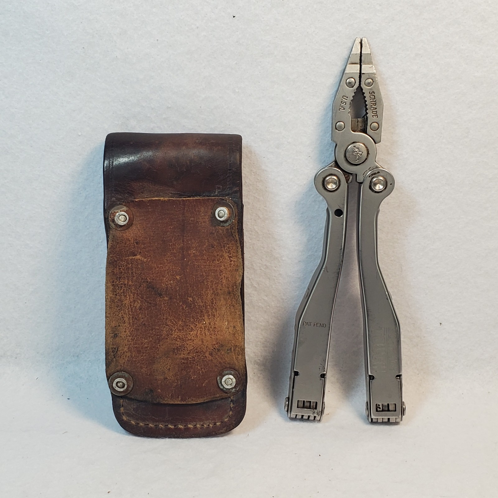 Vintage Schrade USA Tough-Tool ST1 Multi-Tool, Pliers Knife W/ Leather Sheath