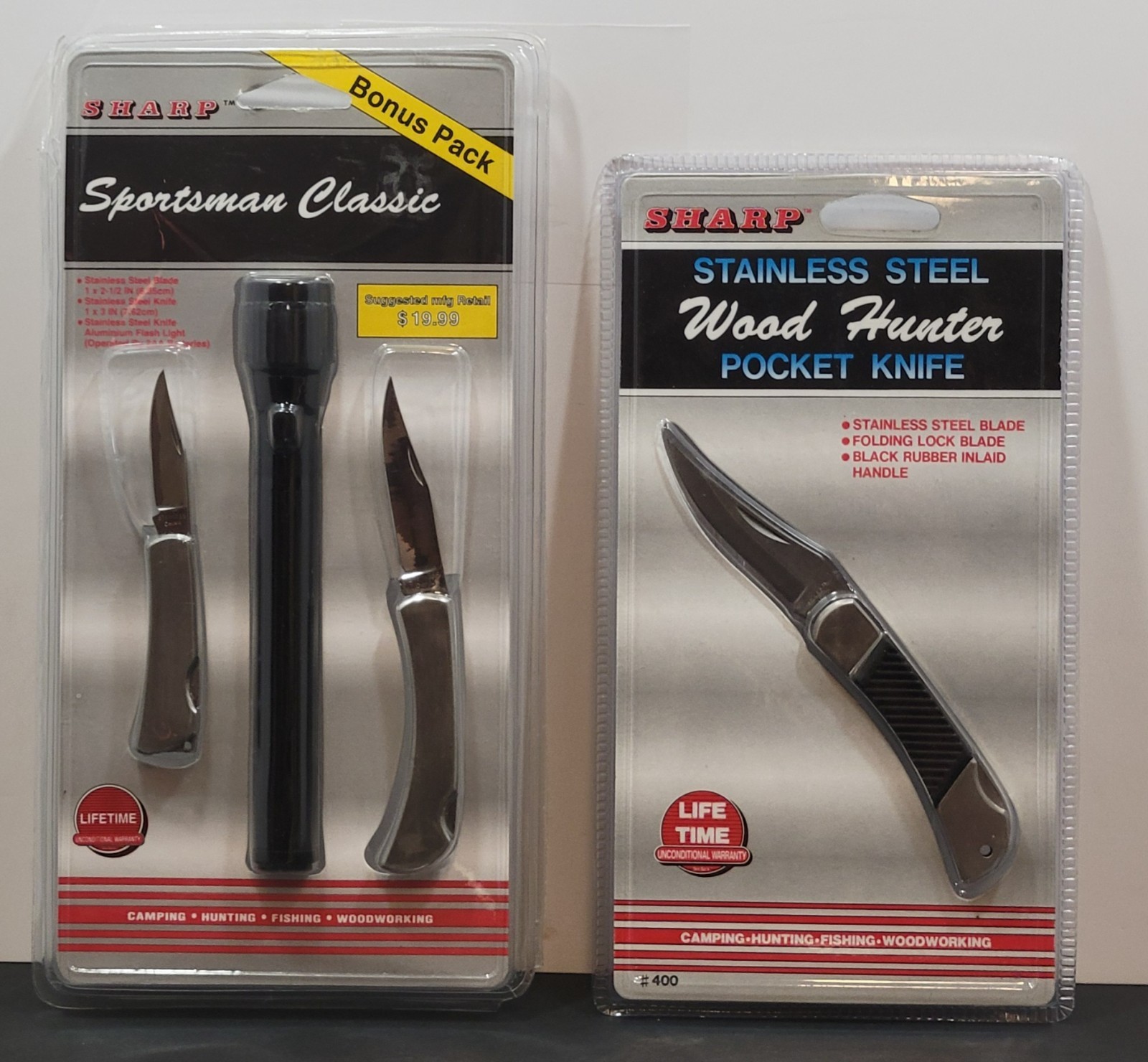 Sharp Sportsman Classic Bonus Pack & Stainless Steel Pocket Knife – Lot of 2