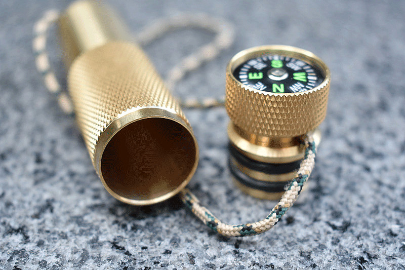 EDC Brass Waterproof Pill Case Container Box Pendant Compass Multi Tool Gift