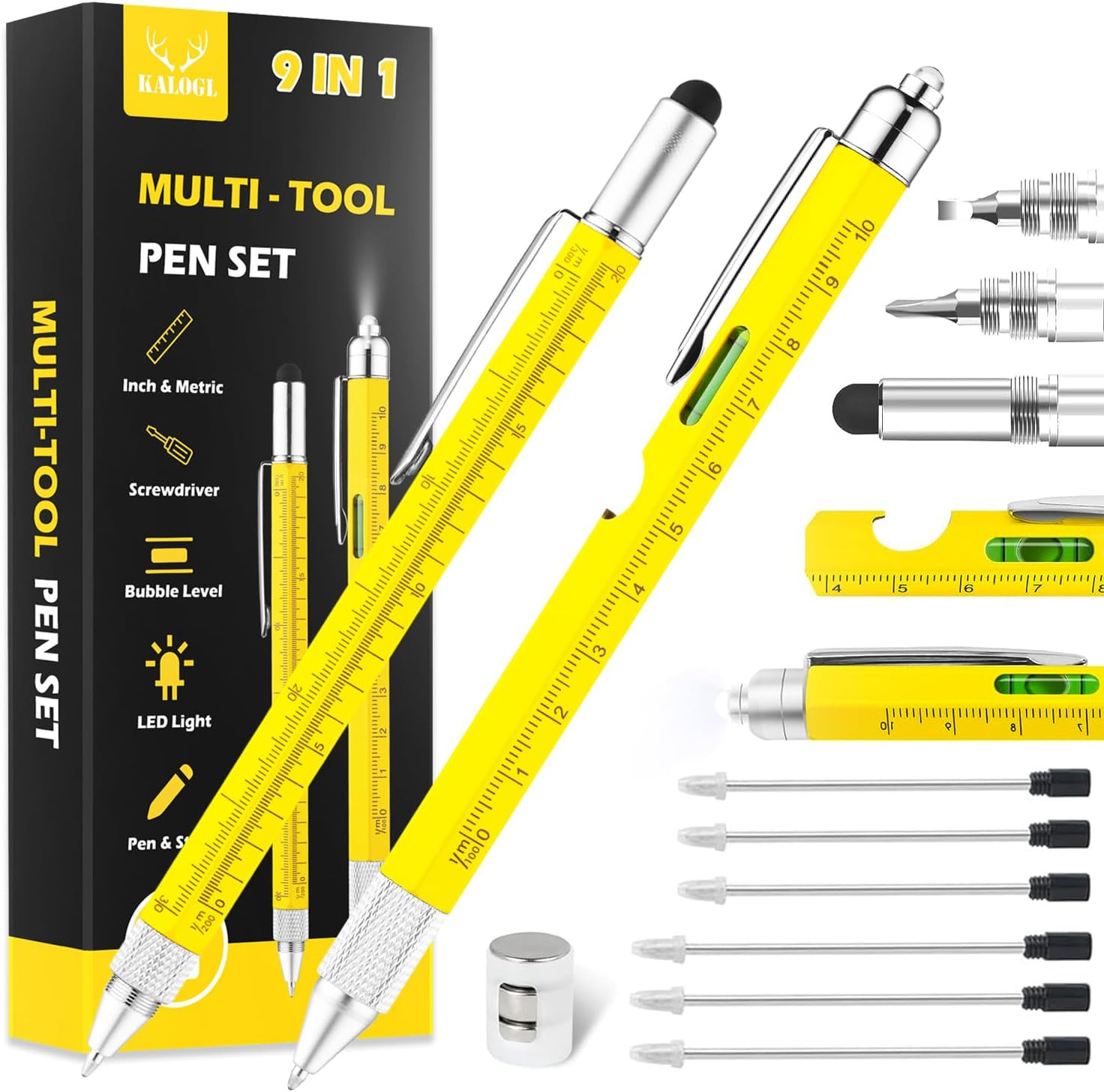Gifts for Dad Men Him,2 Pack Multitool Pen,Multi-Tool Pen with [Stylus, Ballpoin