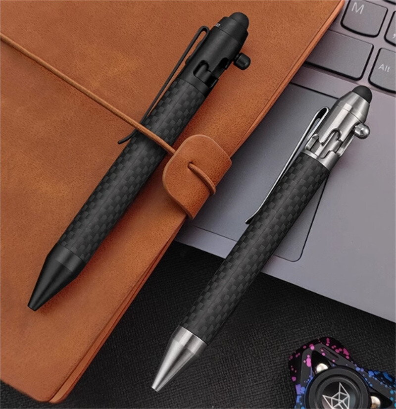 EDC Bolt Pen Pocket Tool Carbon Fiber Pen +13 Refills Outdoor Multi Tools