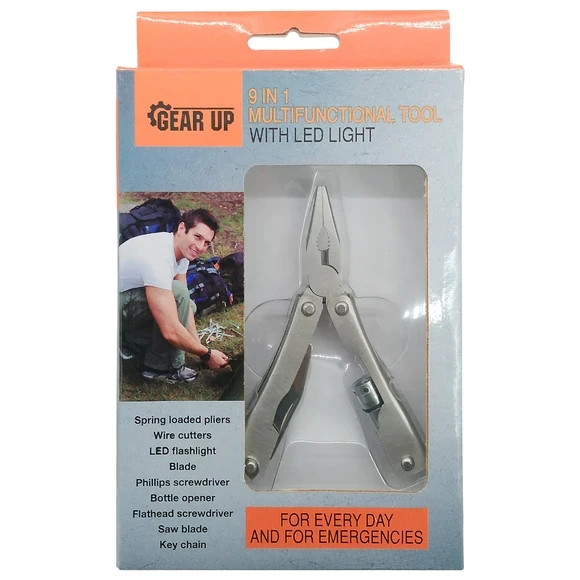 Gear Up 9 in 1 Multi Functional Tool with LED Light