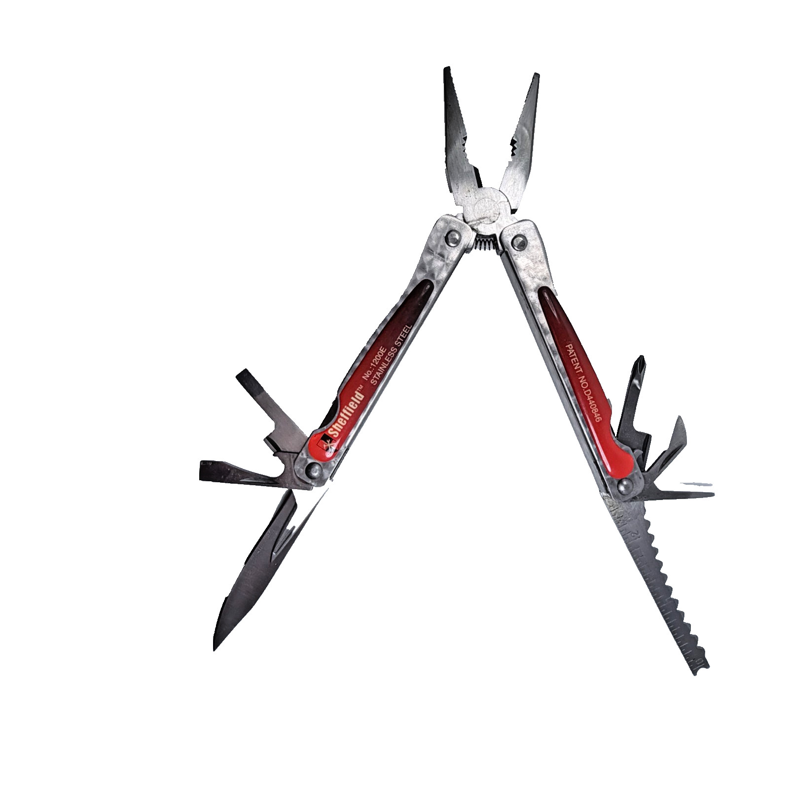 Sheffield Multi Tool Set w/ Flashlight AA Batteries & Carry Pouch Kit