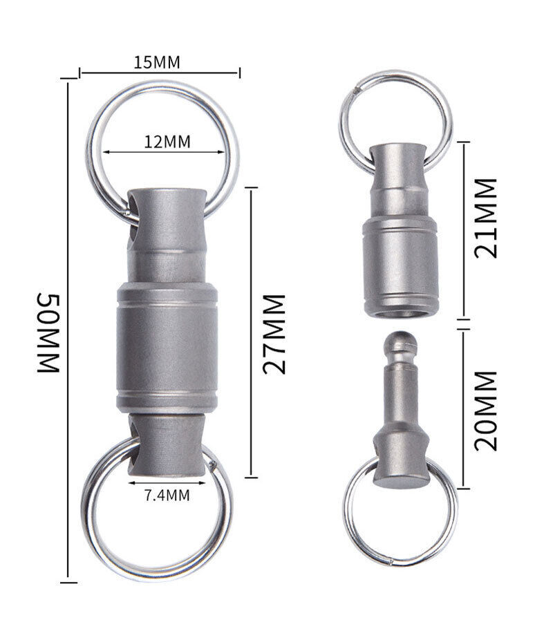 1PC TC4 Titanium Insert Buckle Gimbal Ring Portable Double Keychain Pendant EDC