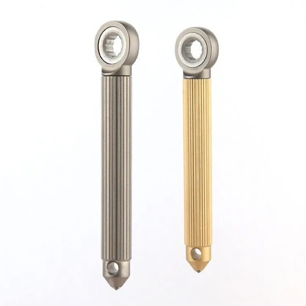 Titanium Brass S2 steel Multi Tools Card Screwdriver Pocket Outdoor Keychain EDC