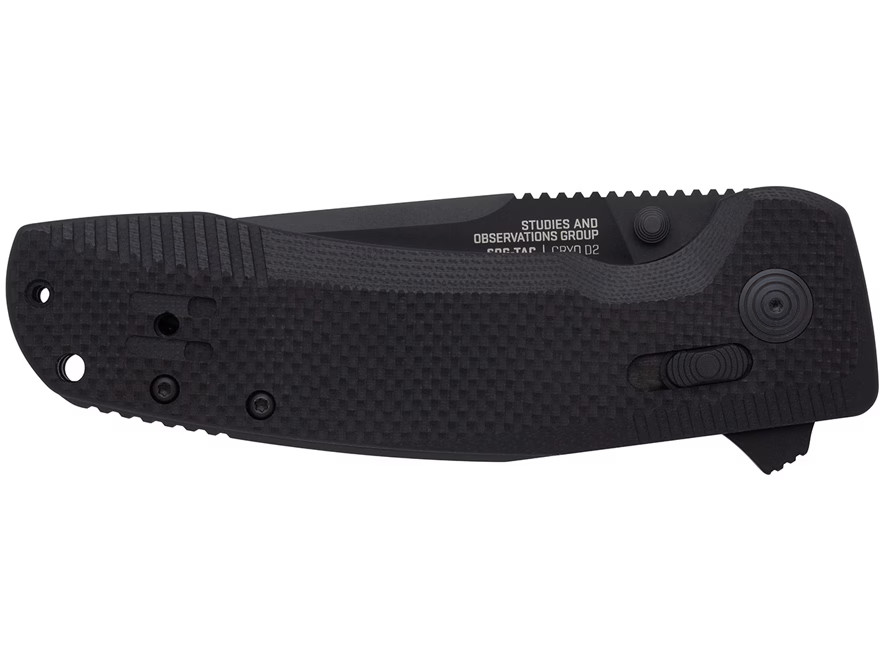 SOG Tac XR Pocket Knife 3.39″ Partially Serrated Clip Point D2 Titanium Nitride