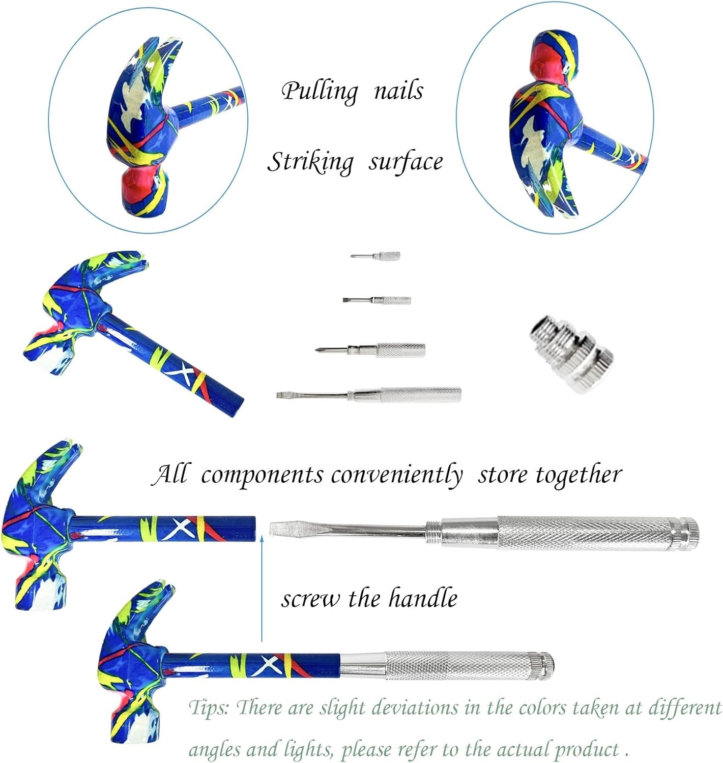 Multifunctional 6 in 1 Floral Hammer and Screwdriver Tool – Multitool Hammer …