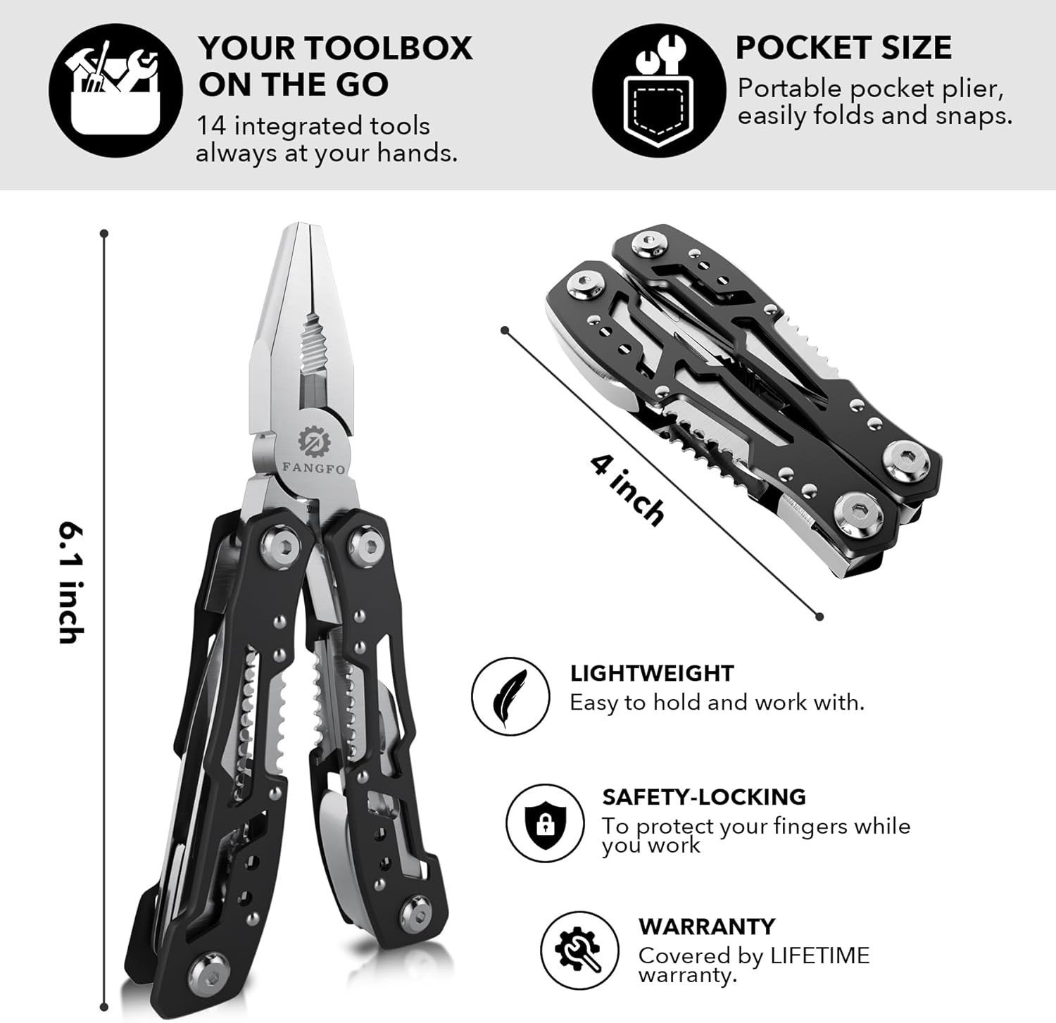 Professional Stainless Steel 14-in-1 Multitool Pocket Knife for Hiking & Hunting