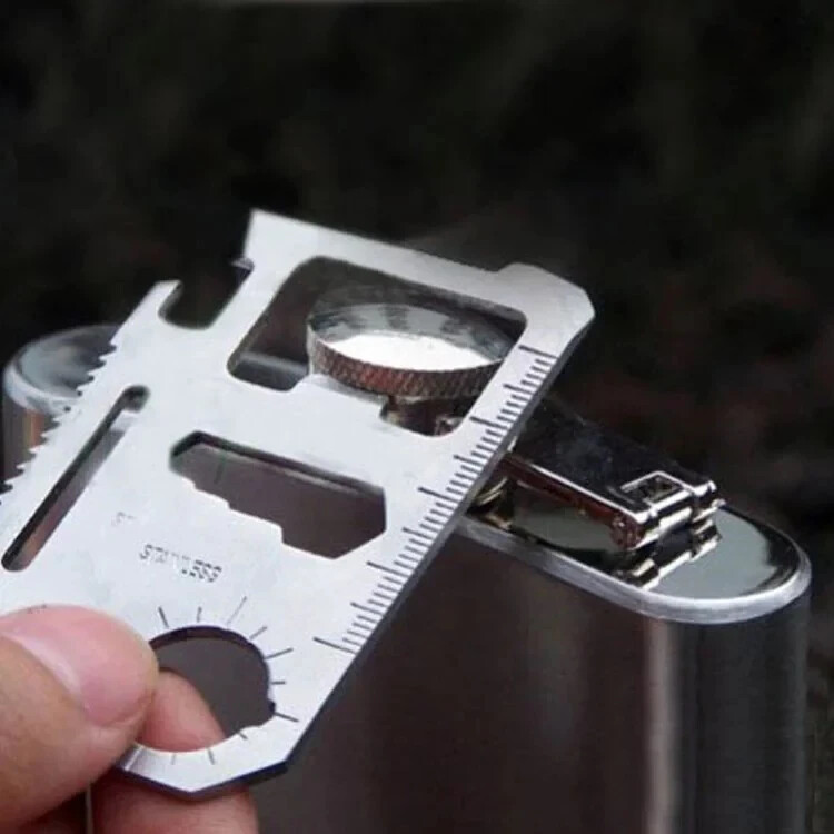 100 Pcs – 11 in 1 Multi Survival Tool Wallet Card Saw Screw driver Can Opener