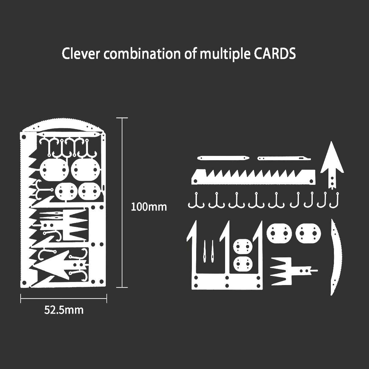 Survival Multitool Card 22 in 1,Steel Credit Card Pocket Sized Survival (4pcs)