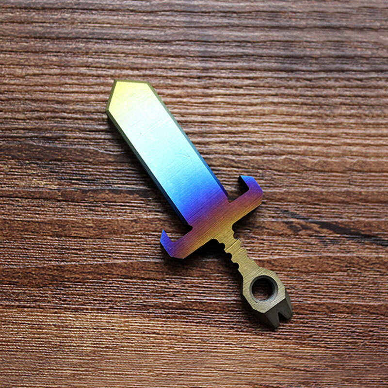 Titanium Alloy Necklace Pendant Crowbar Zipper Head outdoor Keychain EDC Tool