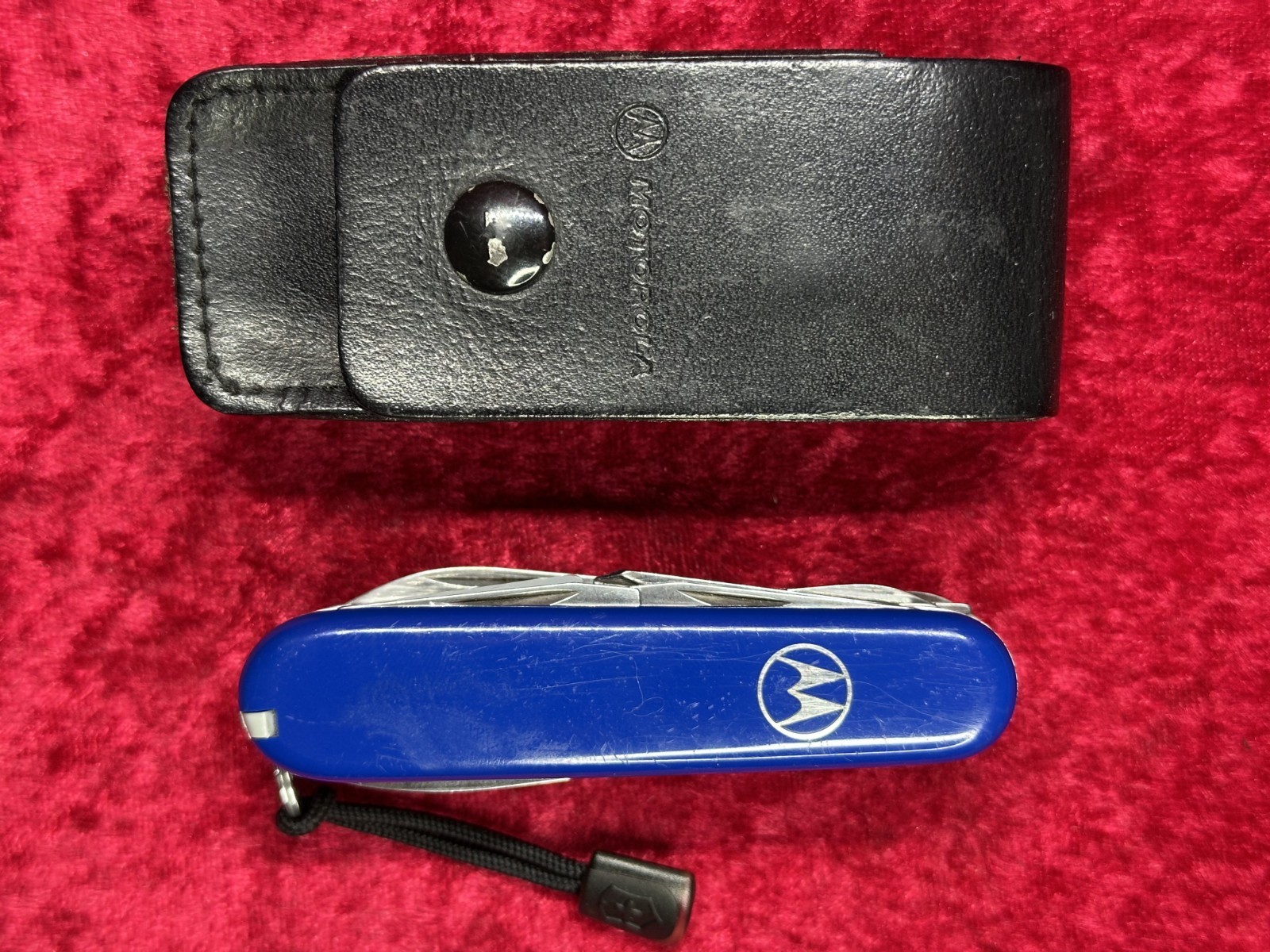 Victorinox Champion-C Motorola Blue Swiss Army Knife w/Pouch Rare Vintage (669)