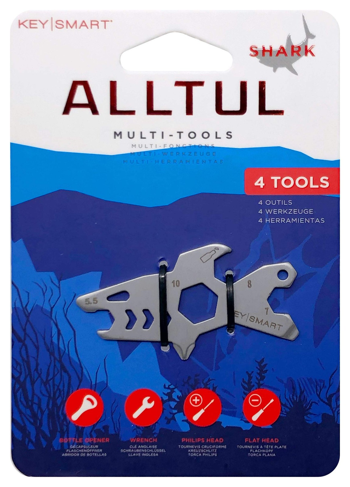 KeySmart AllTul Shark – 4-in-1 Everyday Carry Multi-Purpose Keychain Multitoo…