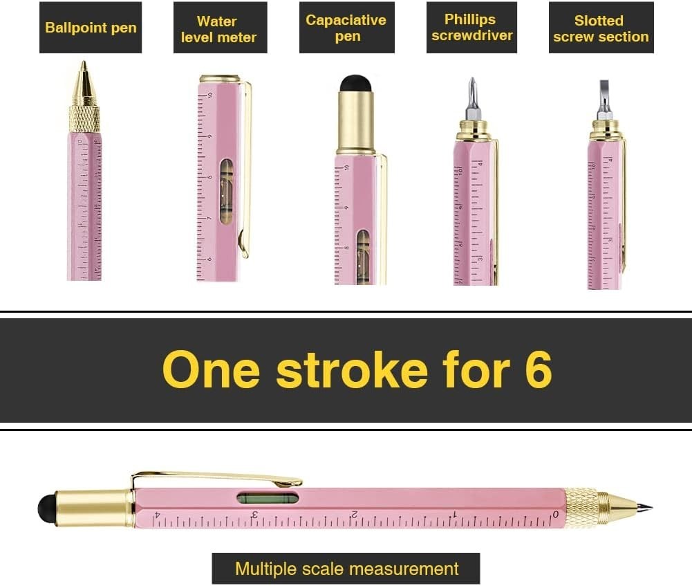 Unique 6-in-1 Pink Multitool Pen – Thoughtful Gift for Men Who Have Everything