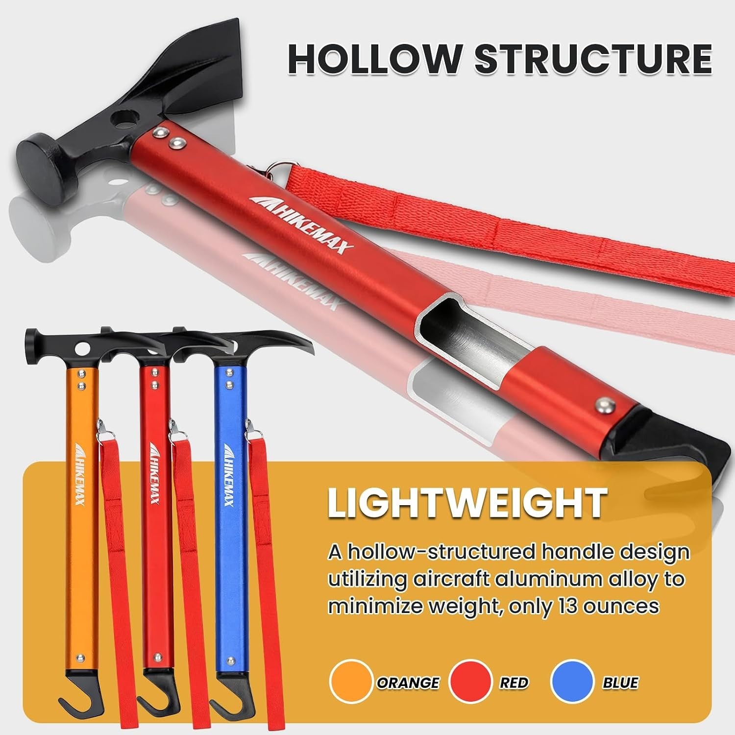 Compact 13-Oz Camping Hammer & Stake Puller – Perfect for Hiking and More