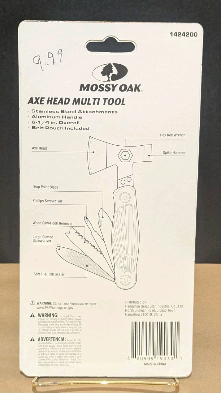 Mossy Oak Axe Head Multi Tool with Belt Case 1424200 New In Package