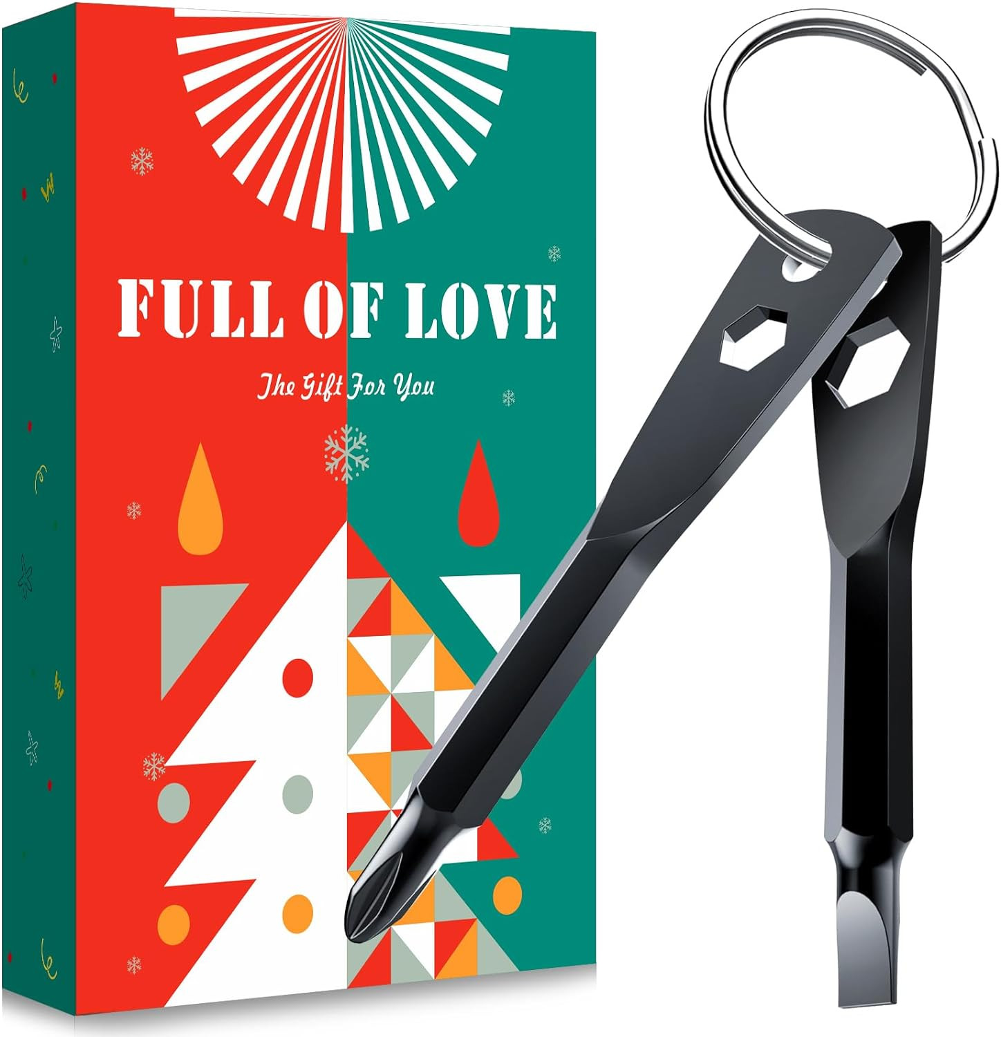 Keychain Screwdriver Tool Gifts for Men, Stocking Stuffers for Men, 4-In-1 Scre