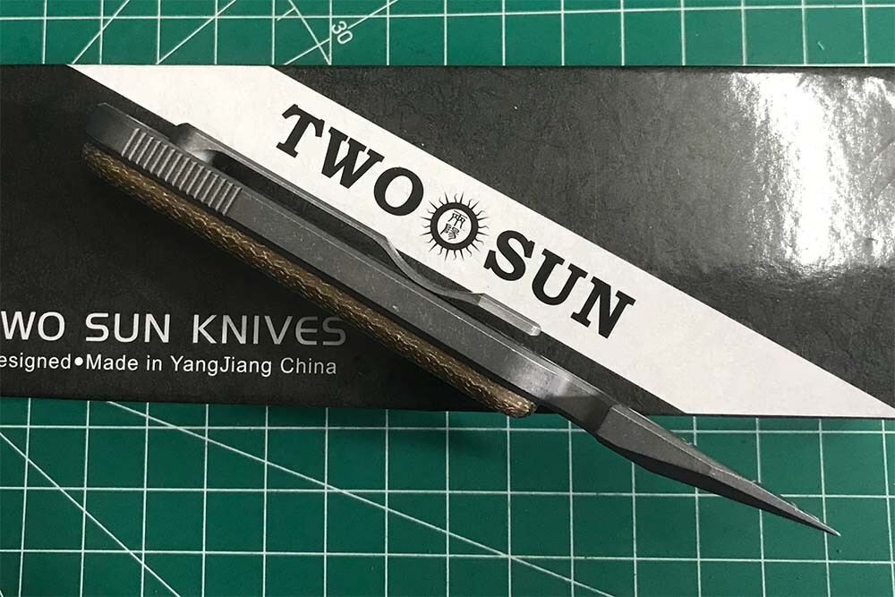 TWOSUN PRY Bar OPENER TOOL FLAME MICARTA TC4 TITANIUM BODY EDC StoneWash Gift