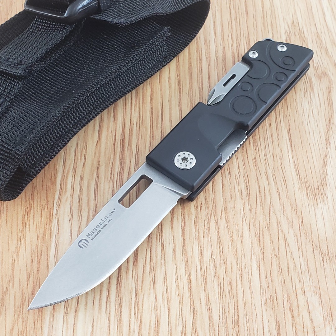 Maserin D-DUT Multi Tool Pocket Knife 440 Steel Blade Black Aluminum Handle