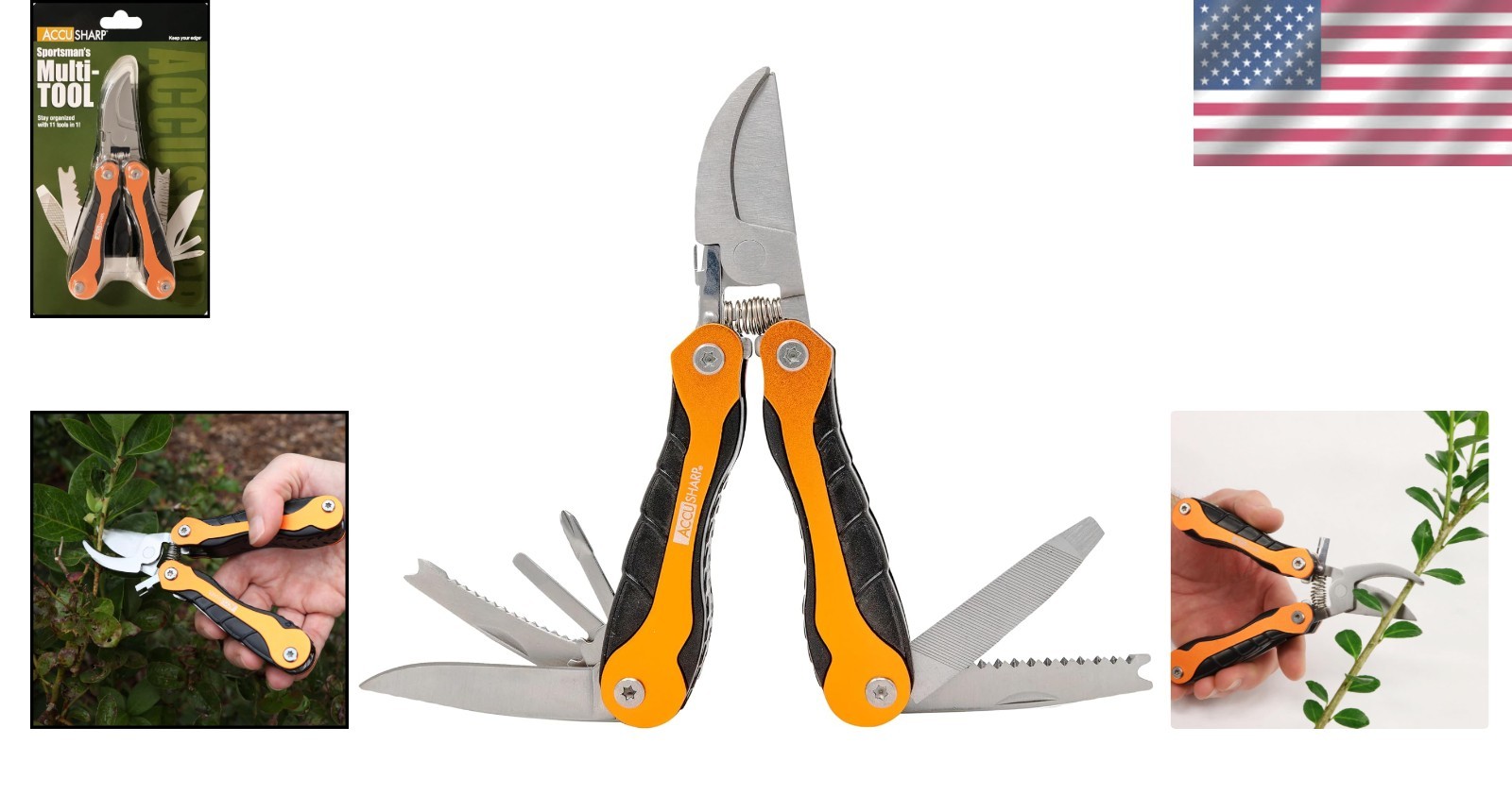 Sportsman Multitool 11 in 1 with Pruner Clippers Compact Foldable Design