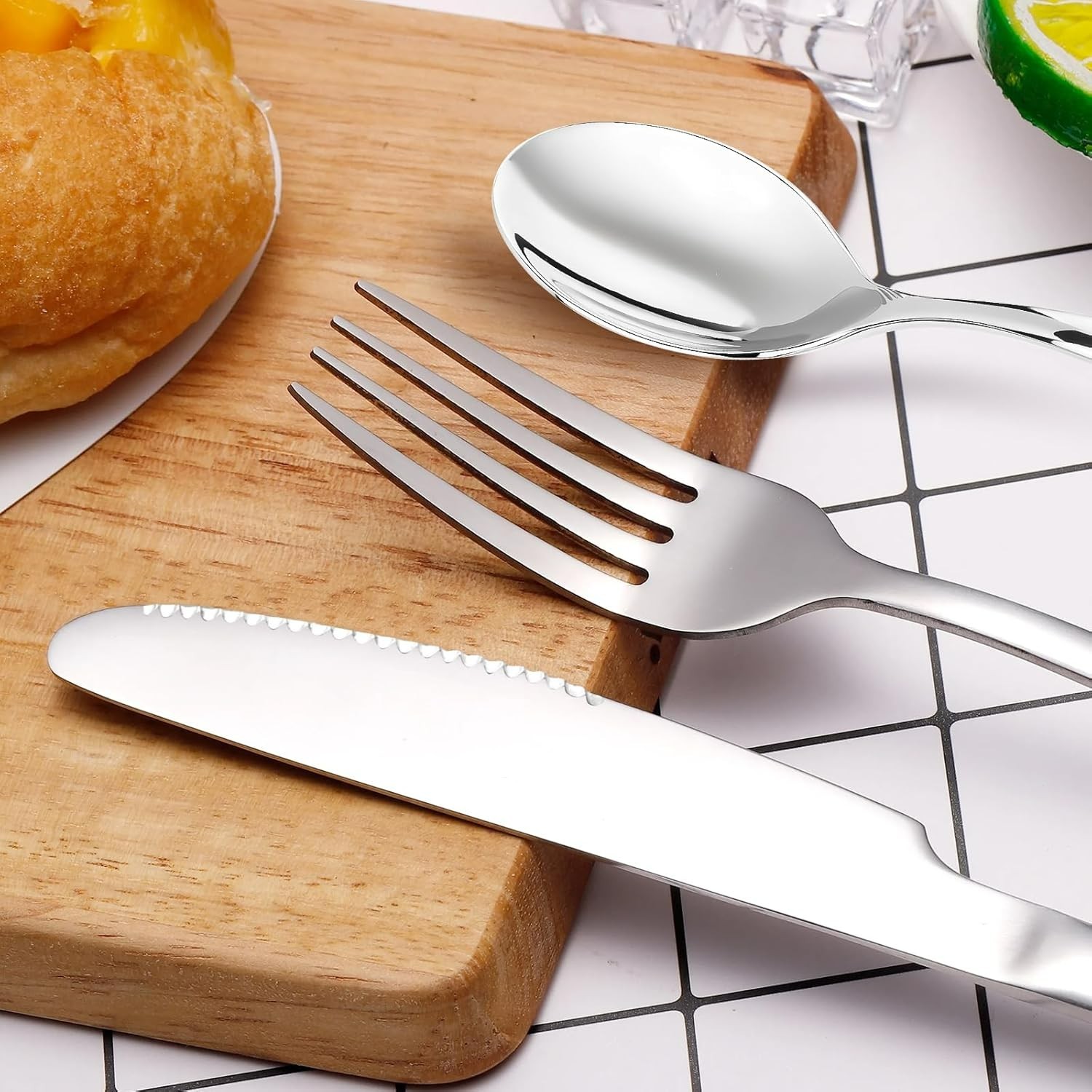 Stainless Steel Portable Cutlery Set with Bag Travel Camping Flatware 7pcs Set