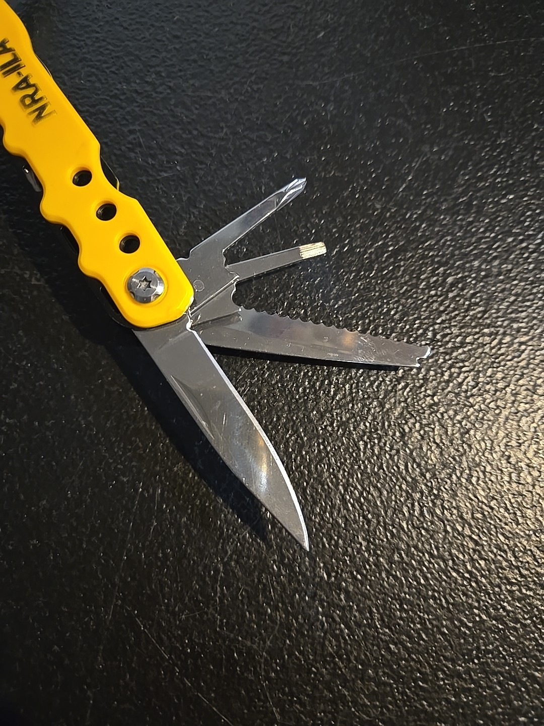 Yellow Handle Unbranded Multi Tool Advertising NRA-ILA With Belt Pouch