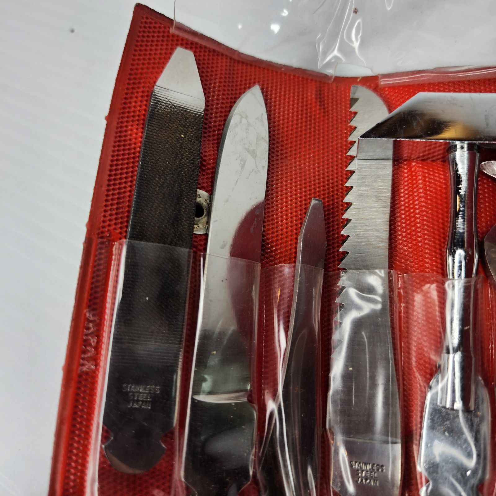 Vtg Multi Purpose Tool Kit Pocket Size Knife Interchangeable 7pc Stainless Japan