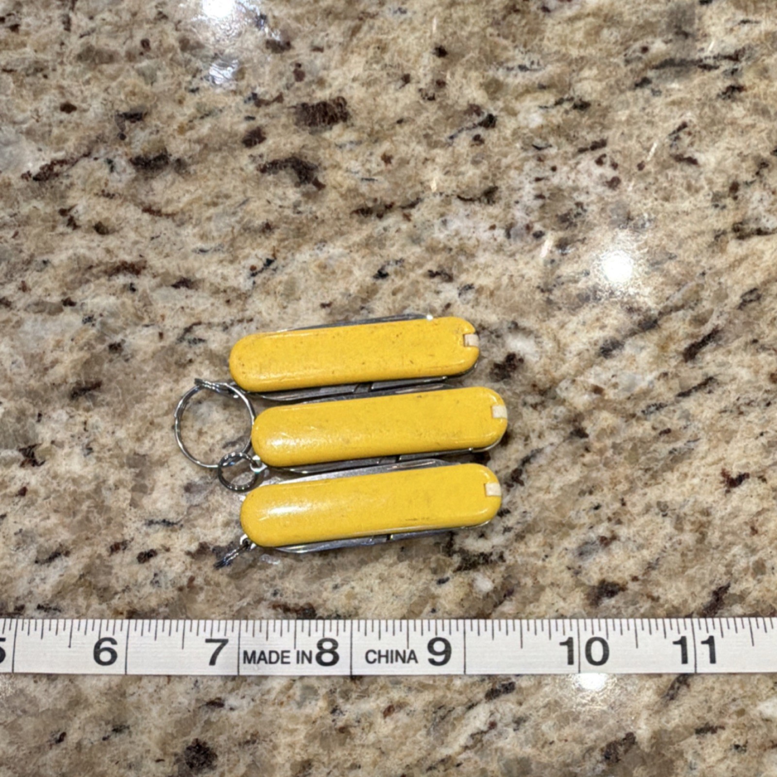 Victorinox Classic Multi-Tool Yellow Stainless Steel Knife Scissors File Lot 3
