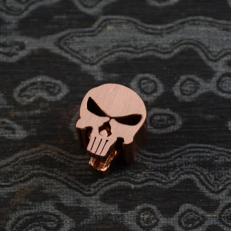 Gold Skull Knife Lanyard Bead EDC Zipper Pull Pendant Charm Metal
