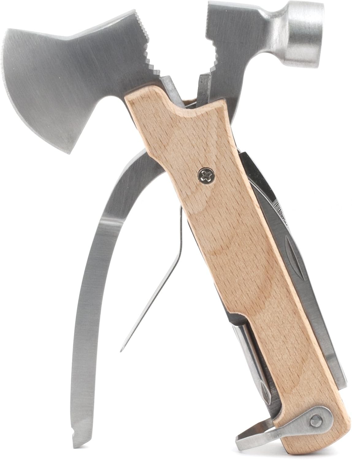 10 in 1 Pocket Compact EDC Gear Equipment Stainless Steel Multi-Tool White Wood