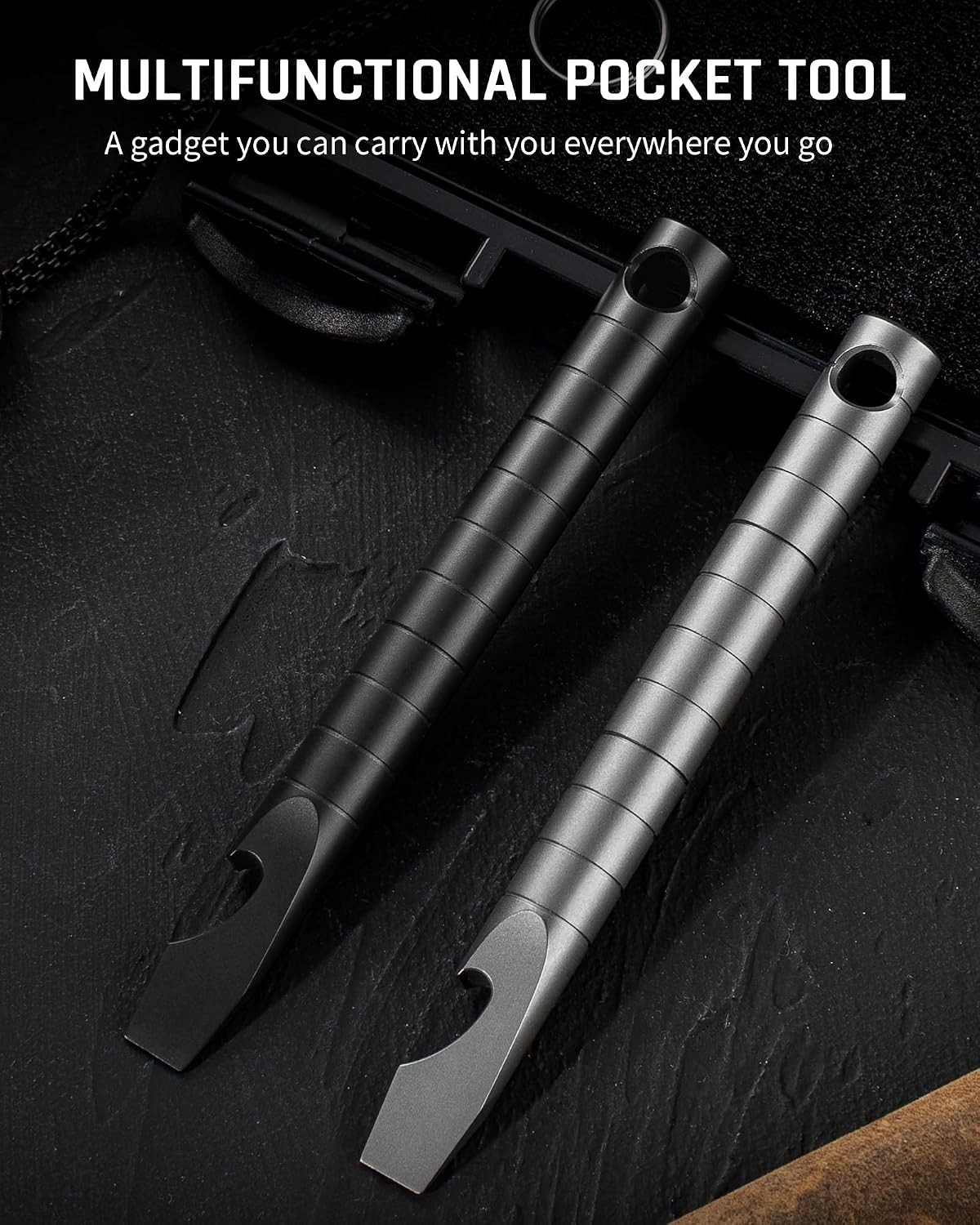 Titanium EDC Multitool Pry Bar Keychain Beer Bottle Opener Pocket Knife Tool