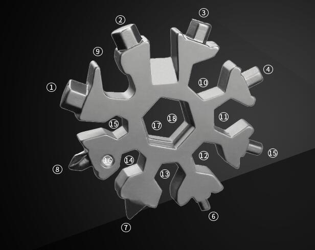 18 In 1 Snowflake Snow Wrench Tool Spanner Hex Multifunction Tools Screwdriver