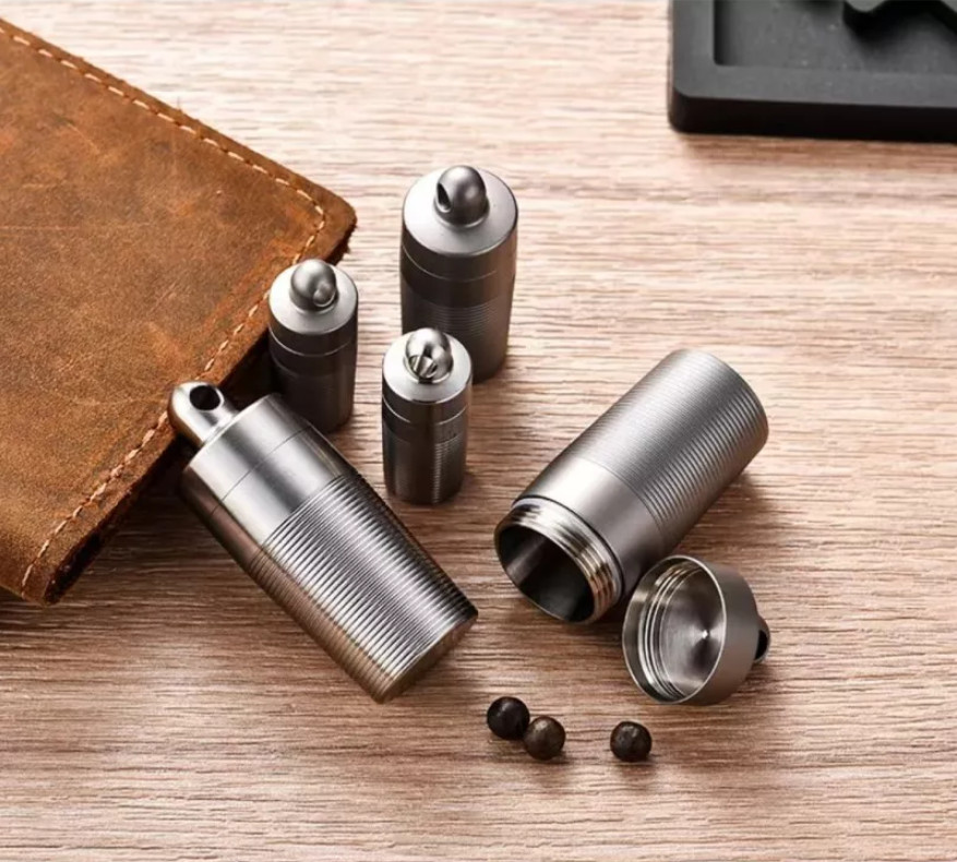 Pure Titanium Pill Holder Organizer Container Case Waterproof Portable EDC Tank