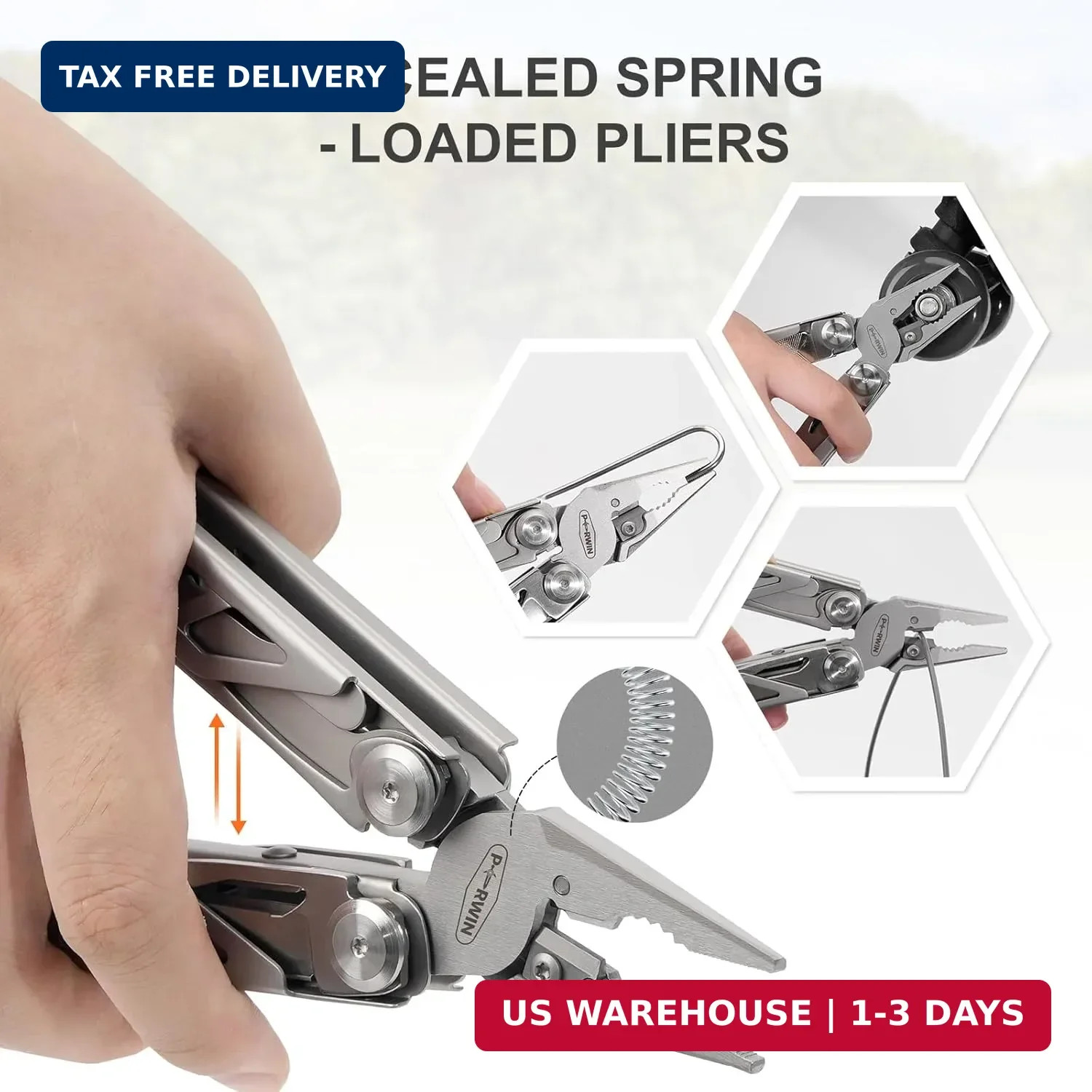PERWIN Multitool, 17-in-1 Stainless Steel Multi Tool Pliers with Self-Locking, P