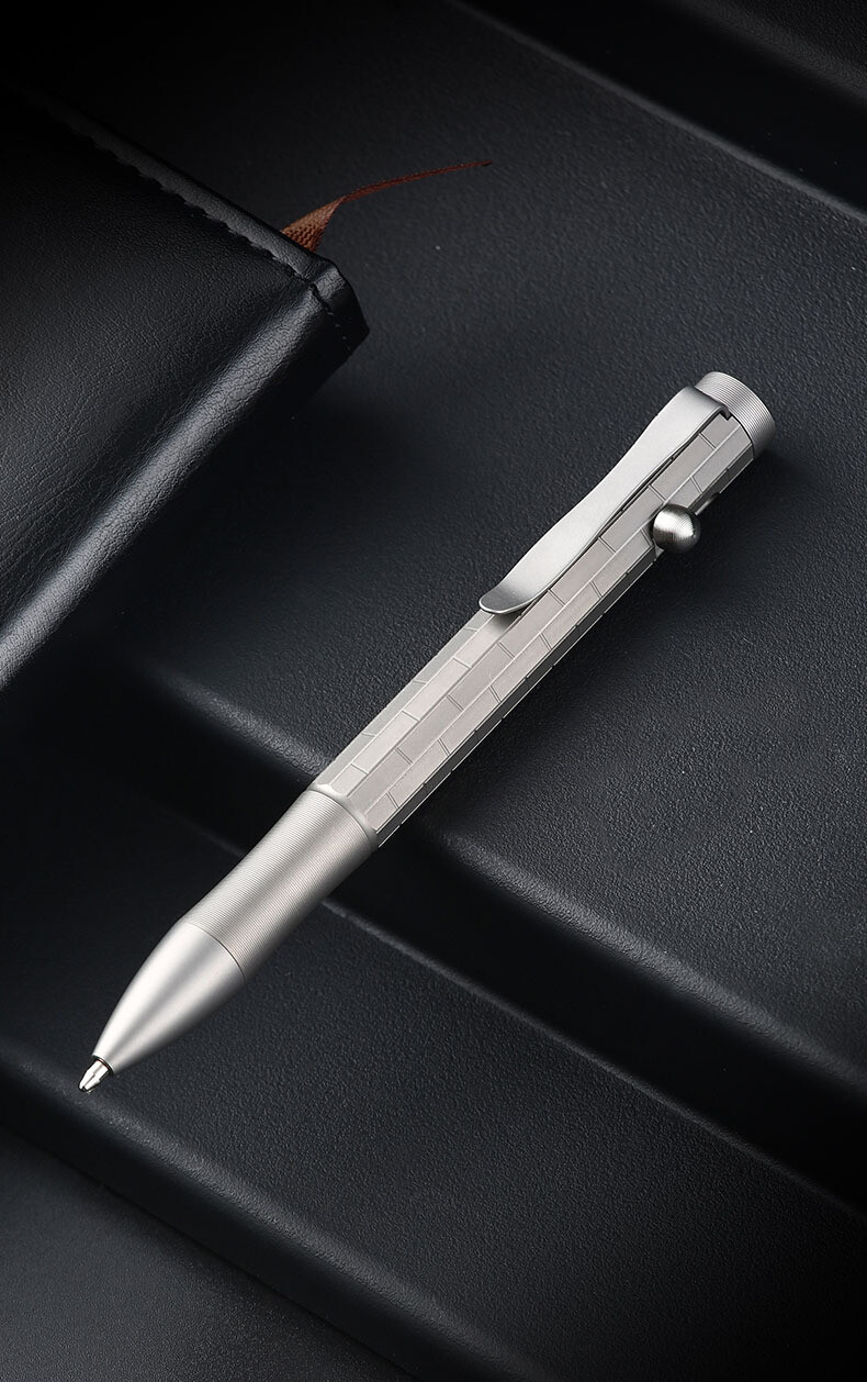 Titan Alloy Pen 4.92″ Ballpoint Pen with Pocket Clip Refillable Compact Size