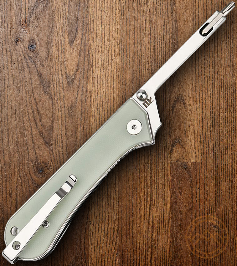 NUKNIVES Kumpanter Folding Screwdriver With Bits Pocket Clip Liner Lock Green